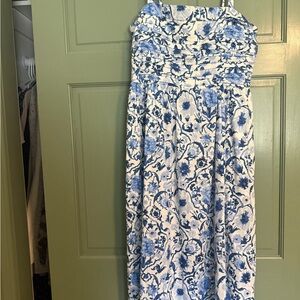 Abercrombie & Fitch Blue and White Smocked Dress